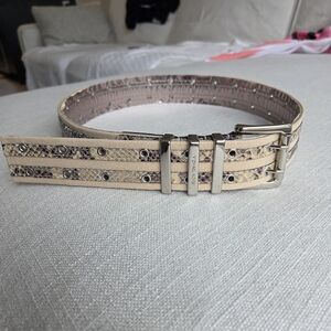 Michael Kors Metallic Rose Gold Double-Strap Belt